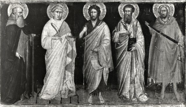 Accademia Carrara — Pseudo Ambrogio di Baldese - sec. XIV - Cinque SantI — insieme